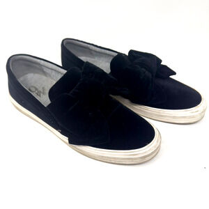 Nine West Sneakers Size 11 Black Velvet Bow Slip On Flats